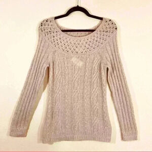 LOFT Cream Cable Knit Sweater